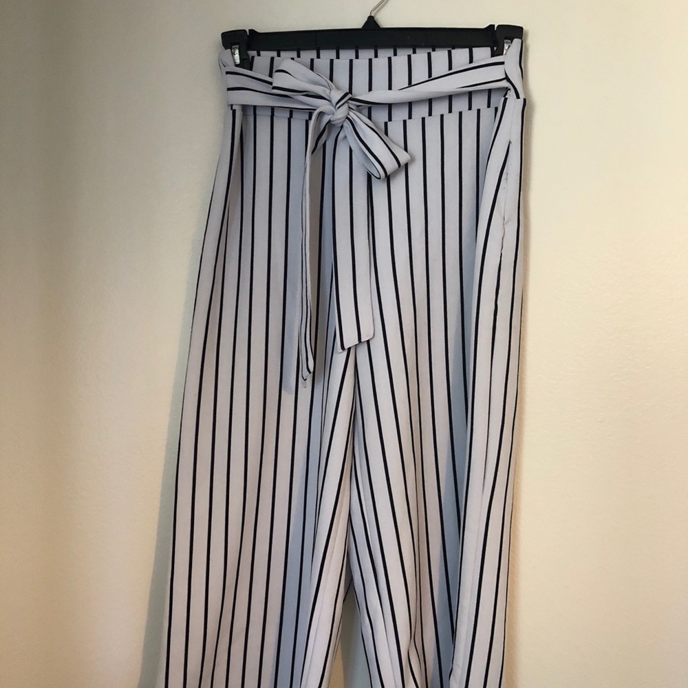 Black/white striped pants